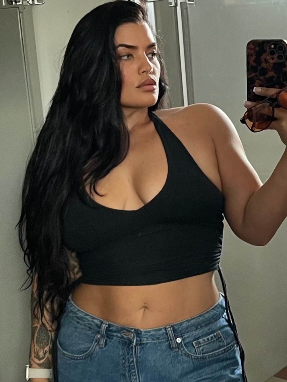 Hollister Black Halter Crop Camisole